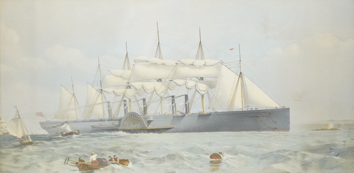 After Thomas Goldsworthy Dutton (1820–1891), 'The Great Eastern', colour lithograph, 32 x 66cm